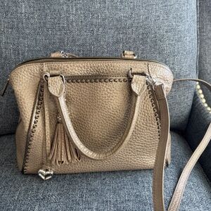 Brighton Pewter Gray pebbled leather satchel/crossbody organizer purse  $385